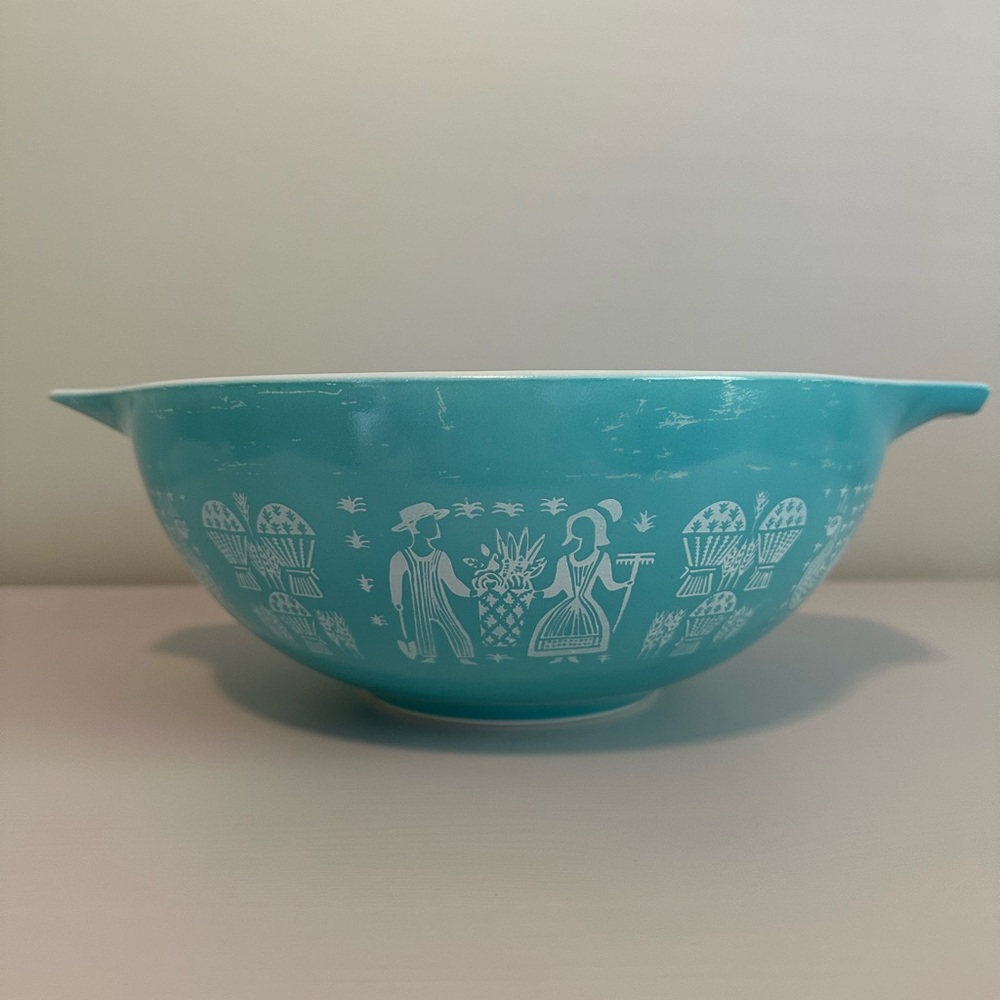 Vintage Pyrex Turquoise Amish Butterprint Cinderella Mixing Bowl #444